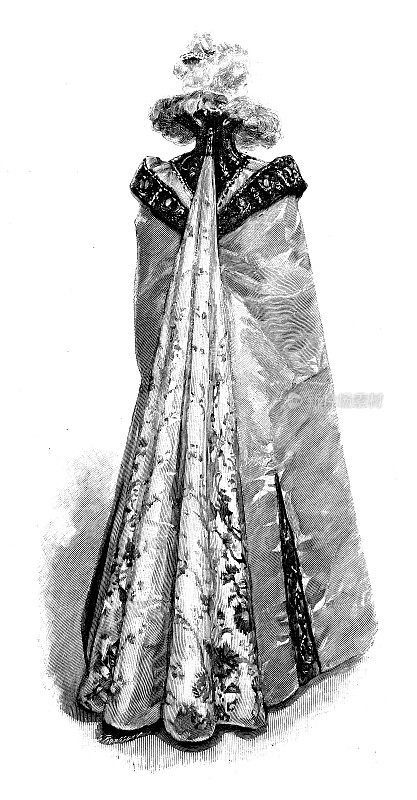 古董形象:女性时尚，1898年，Mantle Anne de Bretagne